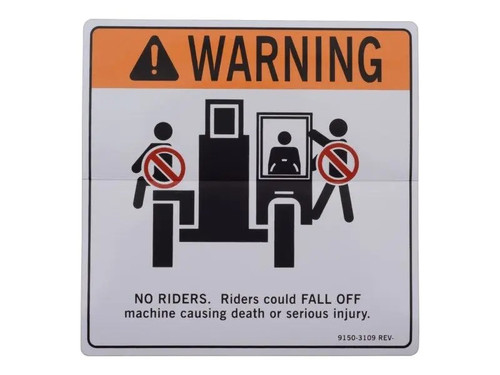 JLG Part # 91503109 | NO RIDERS DECAL, EA