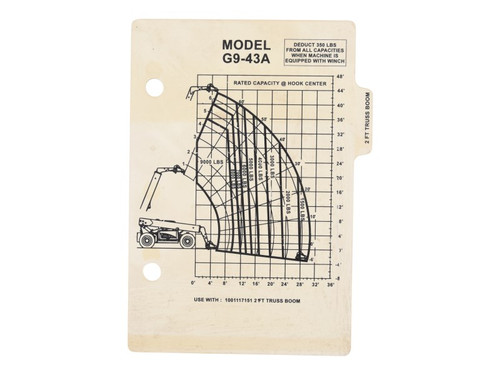 JLG Part # 1001117152 | LOAD,CHART G9-43A, EA