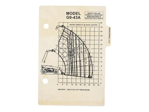 JLG Part # 1001117152 | LOAD,CHART G9-43A, EA