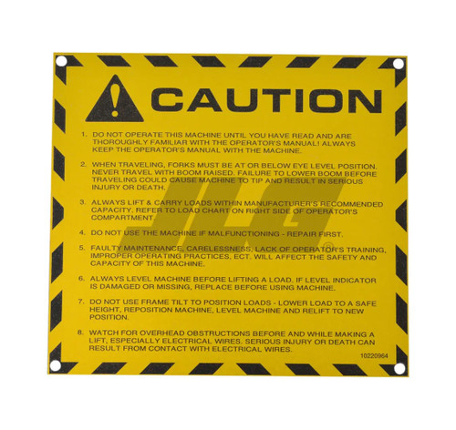 JLG Part # 10220964 | DECAL CAUTION, EA