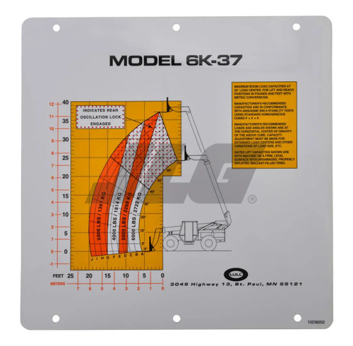 JLG Part # 10238202 | FLIP CARD, MODEL 6K-37 LOAD CH, EA