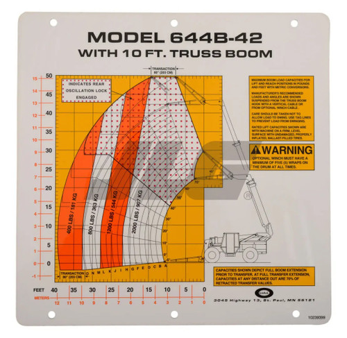 JLG Part # 10239399 | FLIP CARD, MODEL 644B-42 W/10', EA