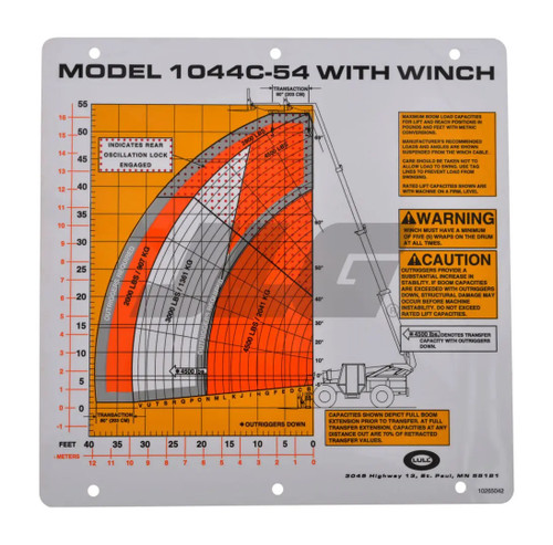 JLG Part # 10265042 | FLIP CARD, MODEL 1044C-54 WITH, EA