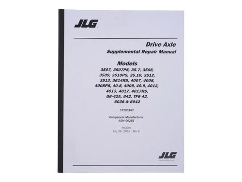 JLG Part # 31200162 | DANA-SPICER AXLE MANUAL, EA