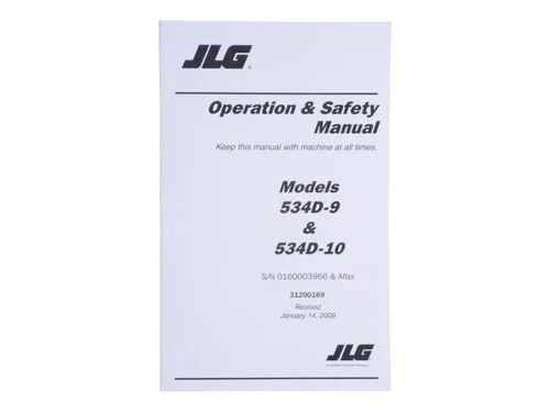 JLG Part # 31200169 | 534D-9/10 OP & SAFETY MANUAL, EA