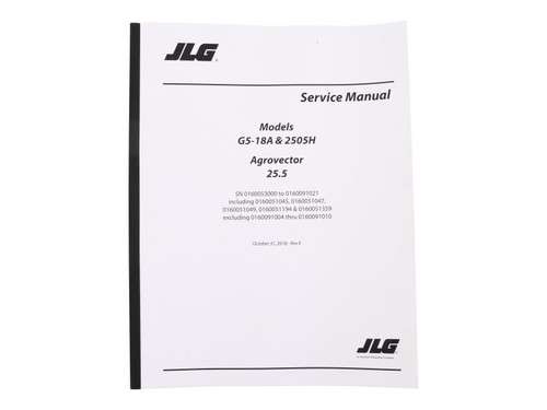 JLG Part # 31200926 | G5-18A,2505H,25.5 SERVICE MNL, EA