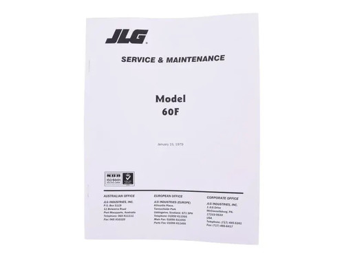 JLG Part # 3120103 | MANUAL 60F MAINTENANCE, EA