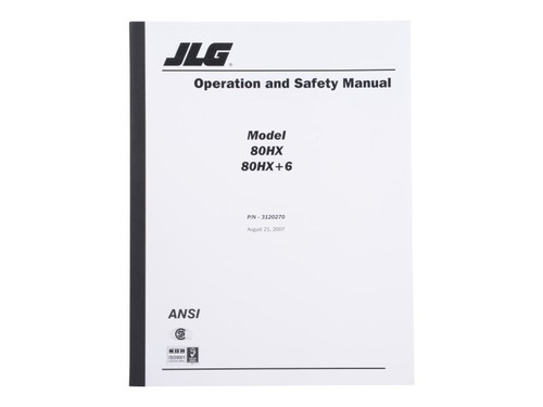 JLG Part # 3120270 | MANUAL, 80HX OPERATING, EA
