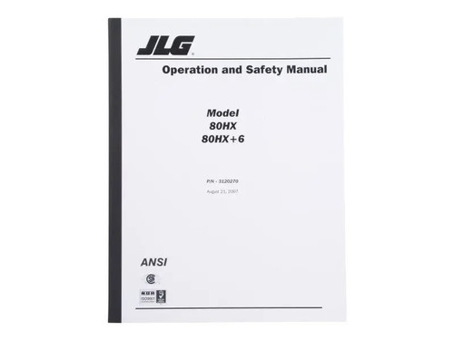 JLG Part # 3120270 | MANUAL, 80HX OPERATING, EA