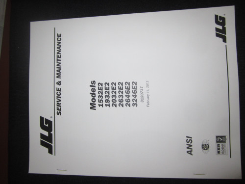 JLG Part # 3120737 | MNL, SERVICE 1932/2032/2646E2, EA