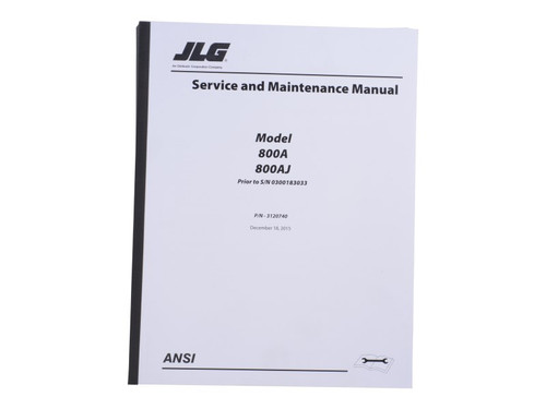 JLG Part # 3120740 | MNL, 800A/AJ SERV SN<183033, EA