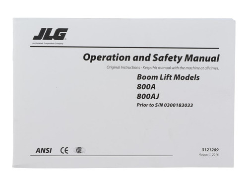 JLG Part # 3121209 | 800A GBL OPER PRIOR SN 183033, EA