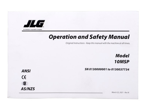 JLG Part # 3121227 | MANUAL,10MSP GLOBAL OPER/SAFE, EA