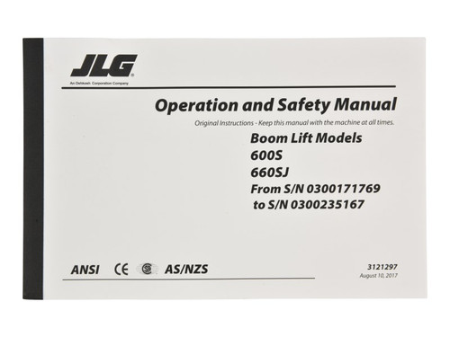 JLG Part # 3121297 | MNL, 600S GBL OPER, EA