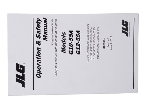 JLG Part # 3126018 | MANUAL, G10/12-55A OPERATOR, EA