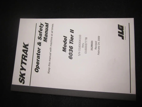 JLG Part # 3126021 | MANUAL,OWN/OPER 6036, EA