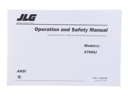 JLG Part # 3128790 | MANUAL, X700AJ ANSI OPERATOR, EA