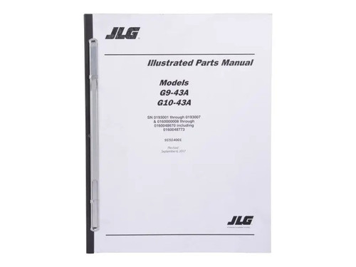 JLG Part # 91514001 | MANUAL, PARTS G9-43A, EA