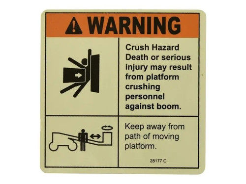 JLG Part # GN28177 | GN-WARN CRUSH HAZARD, EA