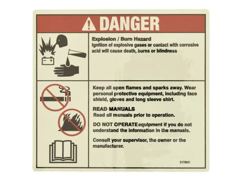 JLG Part # GN31788 | GN-DANGER BATTERY SAFETY, EA