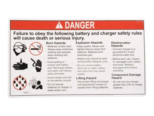 JLG Part # GN46262 | GN-DANGER BATTERY SAFETY, EA