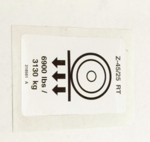 Genie Lift Part # 218561GT - DECAL,WHEEL LOAD,Z45/25 RT, EA