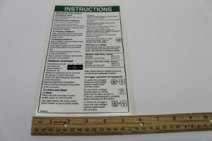 Genie Lift Part # 228929GT - DECAL,OP INST,PCON,GS-32,AUS, EA