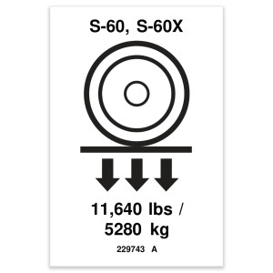 Genie Lift Part # 229743GT - DECAL,LABEL,WHEEL LOAD S60X, EA
