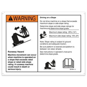 Genie Lift Part # 231444GT - DECAL,DANGER,RUNAWAY HAZ, EA