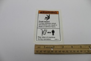 Genie Lift Part # 237970GT - DECAL,WARNING,CRUSH HAZARD,TIRES&CHASSIS, EA