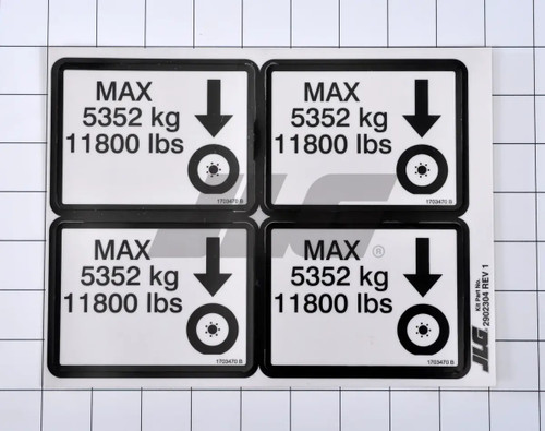 JLG Part # 2902304 | KIT, DECAL MAX TIRE LOAD, EA