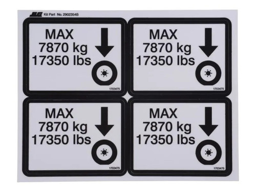 JLG Part # 2902353 | KIT, DECAL MAX TIRE LOAD 800A, EA