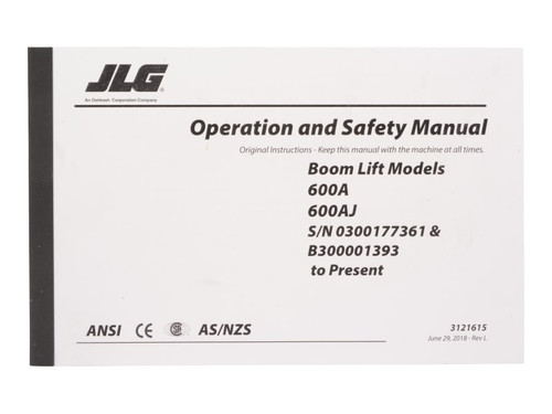 JLG Part # 3121615 | MNL, 600A GBL OPER, EA