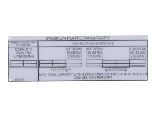 JLG Part # 3252222 | NAMEPLATE, CAP (DOM/CSA), EA