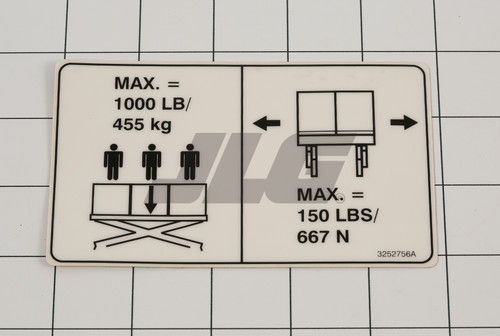 JLG Part # 3252756 | NAMEPLT,CAP(FIX DECK)C/D/L/B/J, EA