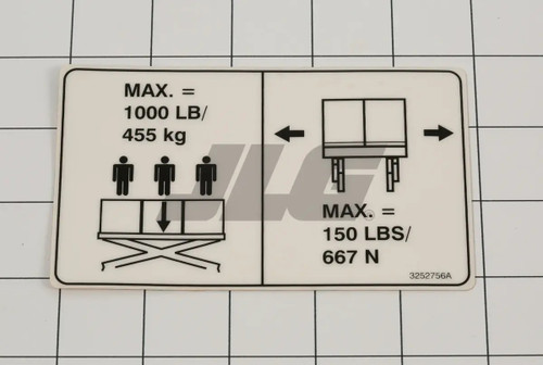 JLG Part # 3252756 | NAMEPLT,CAP(FIX DECK)C/D/L/B/J, EA