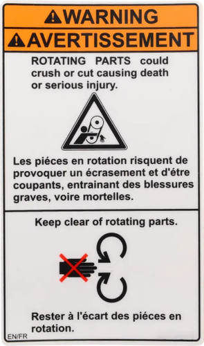 JLG Part # 1001163222 | DECAL,MOVING PARTS (CAN), EA