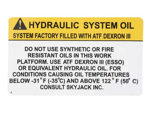 JLG Part # SJ114378 | SJ-DECAL, HYD OIL, EA