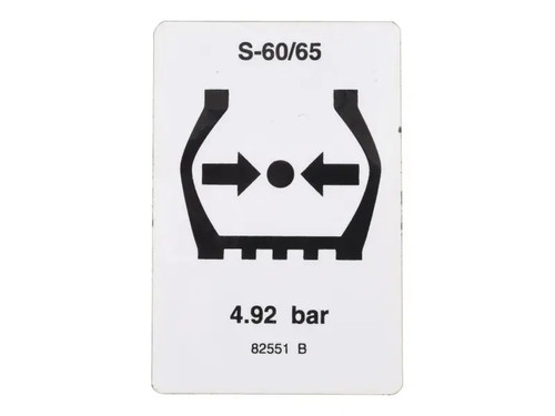 JLG Part # GN82551 | GN-DECAL,TIRE PRESSURE S60, EA