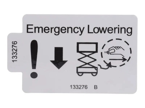 JLG Part # GN133276 | GN-DECAL,EMERGENCY LOWERING, EA