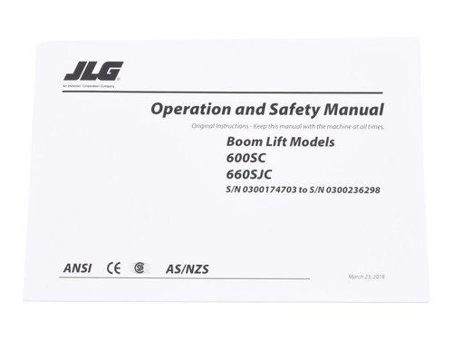 JLG Part # 3121606 | 600SC GBL OPER, EA