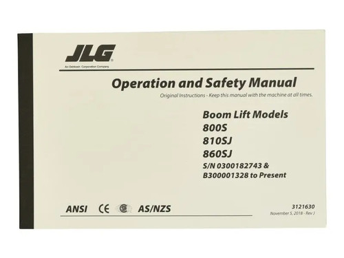 JLG Part # 3121630 | MNL, 800S GBL OPER/SAFETY, EA