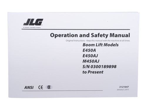 JLG Part # 3121647 | E/M450 GBL OPER S/N189898-PRES, EA