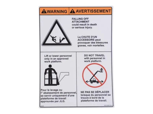 JLG Part # 1001163206 | DECAL,DECAL, CARRY PERSONNEL, EA