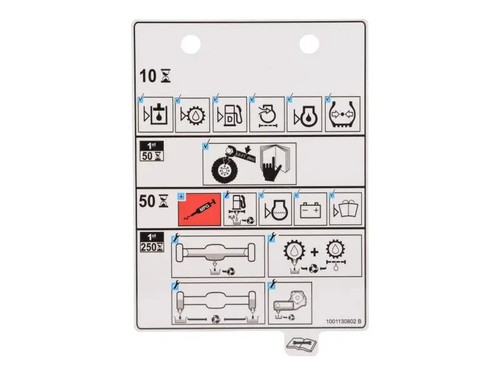 JLG Part # 1001130802 | DECAL,MAINTENANCE CHART, EA