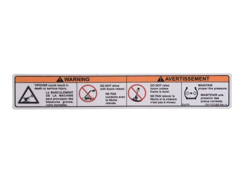 JLG Part # 1001163285 | DECAL,WARNING TIP OVER (CAN), EA