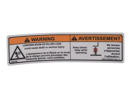 JLG Part # 1001163304 | DECAL,WARNING CRUSHING HAZARD, EA