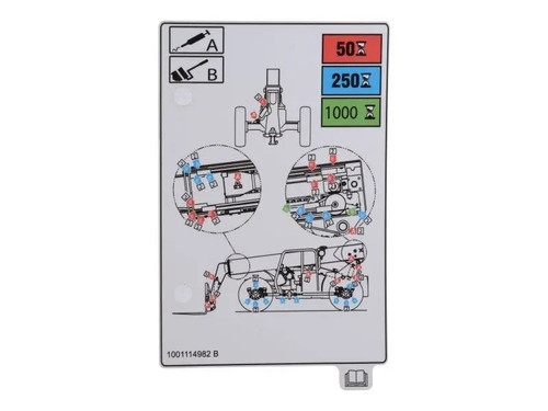 JLG Part # 1001114982 | DECAL,LUBE CHART, EA