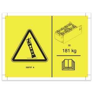 Genie Lift Part # 230757GT - DECAL,SYM,TIPOVER,BATT,GS-4047, EA