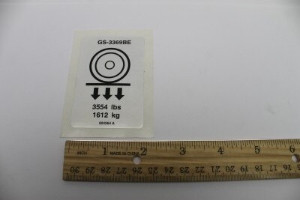 Genie Lift Part # 824264GT - DECAL,LABEL,WHEEL LD,GS3369BE, EA